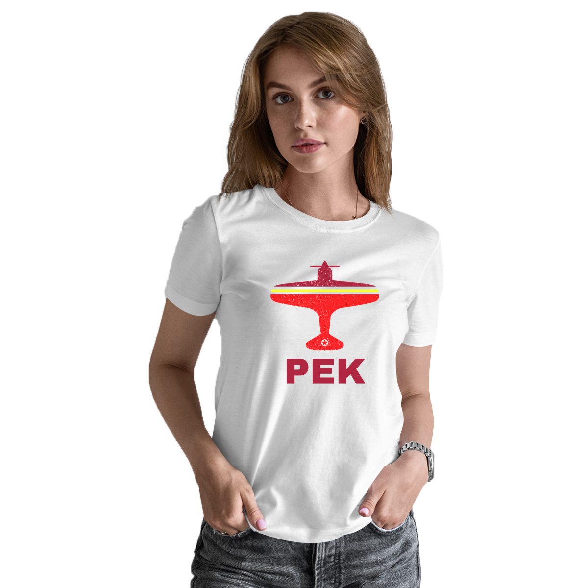 Fly Beijing PEK Airport Women's T-shirt | White