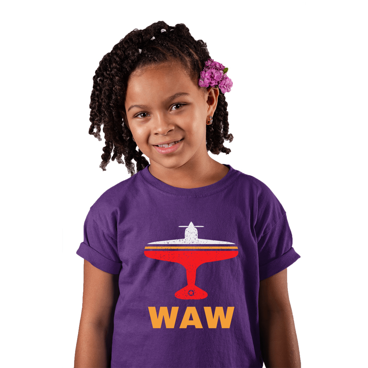 Fly Warsaw WAW Airport Kids T-shirt | Purple