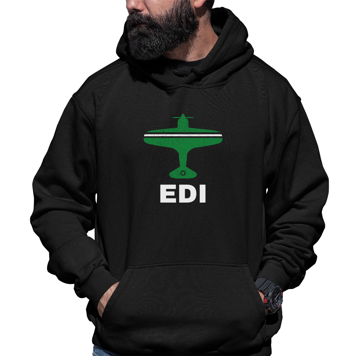 Fly Edinburgh EDI Airport Unisex Hoodie | Black