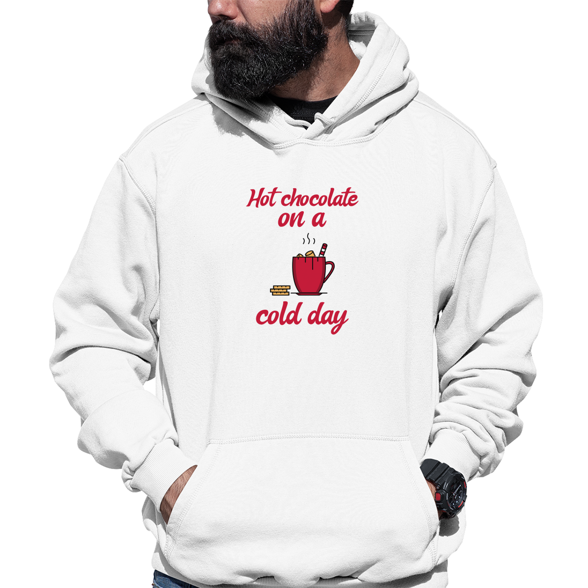 Hot Chocolate on a Cold Day Unisex Hoodie | White