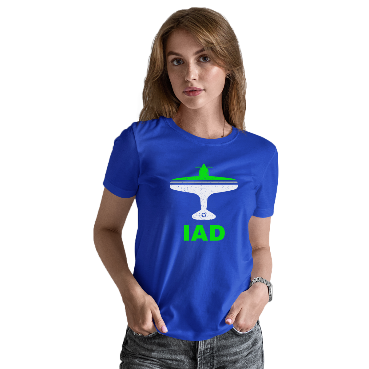 Fly Washington D.C. IAD Airport Women's T-shirt | Blue