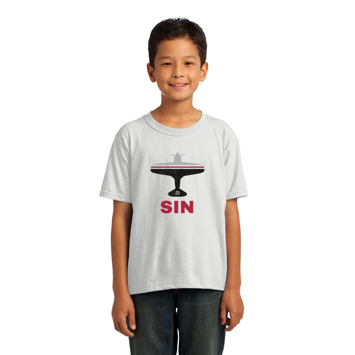 Fly Singapore SIN Airport Kids T-shirt | White