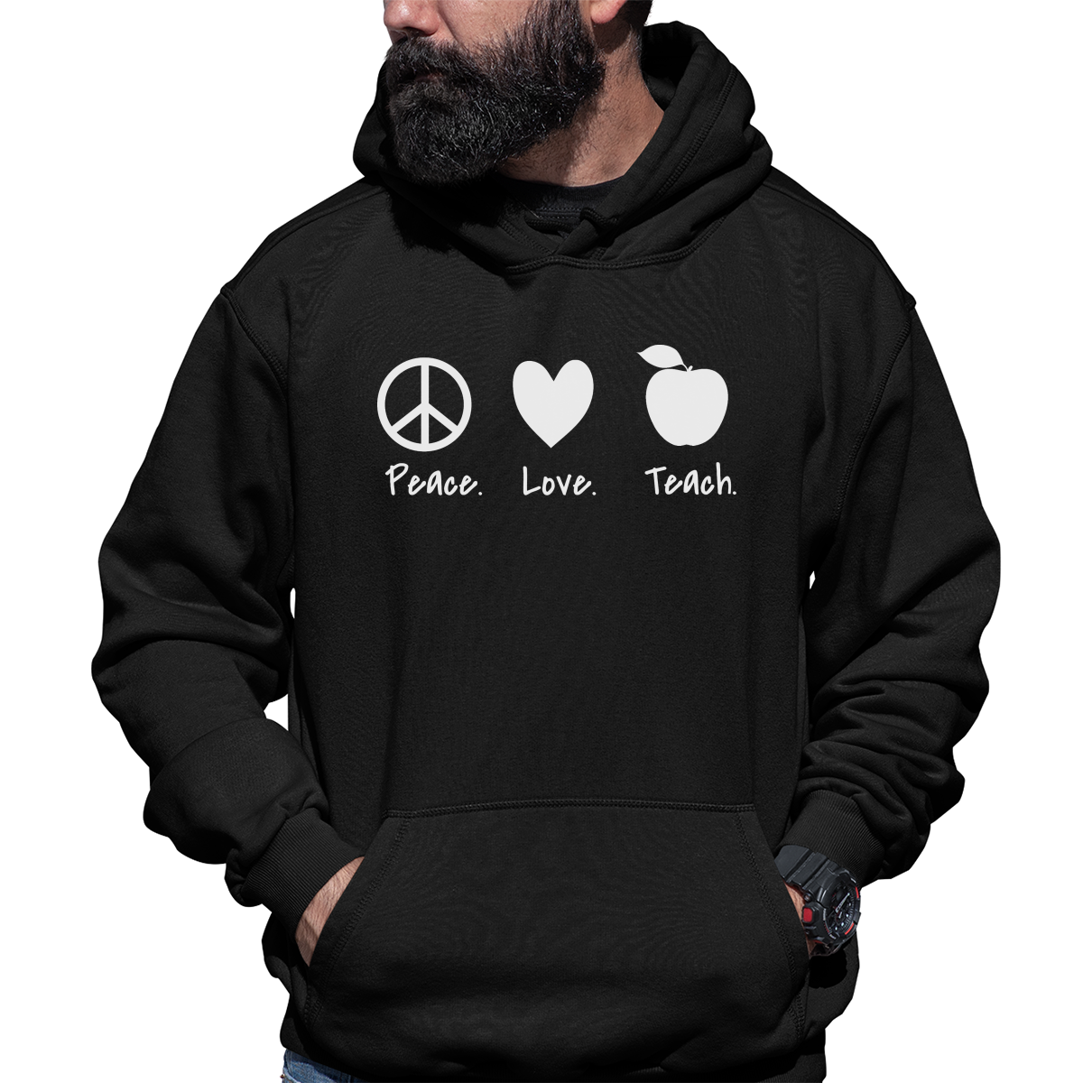 Peace Love Teach Unisex Hoodie | Black