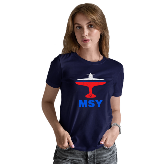 Fly New Orleans MSY Airport Women's T-shirt | Navy