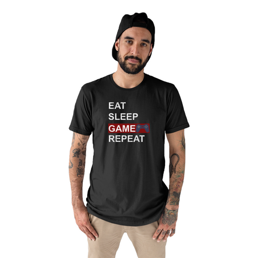 Eat Sleep Game Repeat Men's T-shirt | Black
