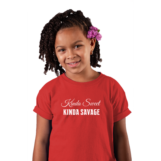 Kinda Sweet Kinda Savage Kids T-shirt | Red