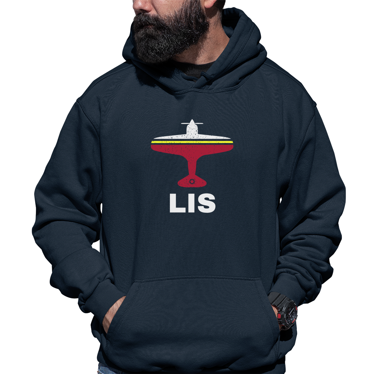 Fly Lisbon LIS Airport Unisex Hoodie | Navy