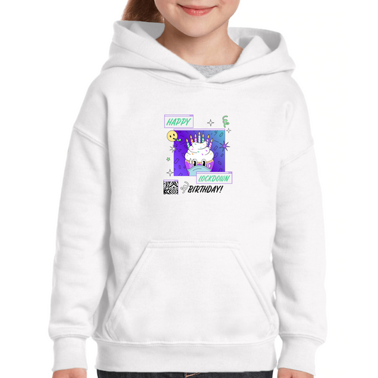 Happy Lock-down Birthday Kids Hoodie | White