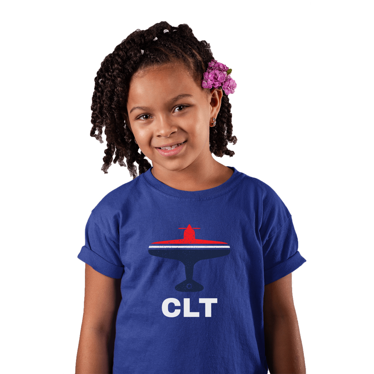 Fly Charlotte CLT Airport Kids T-shirt | Blue