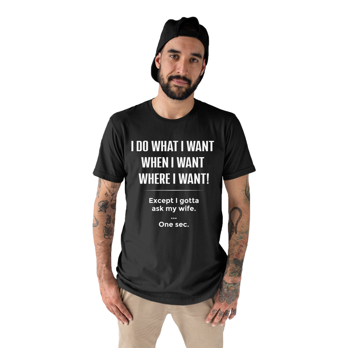 I Gotta Ask My Wife  Men's T-shirt | Black