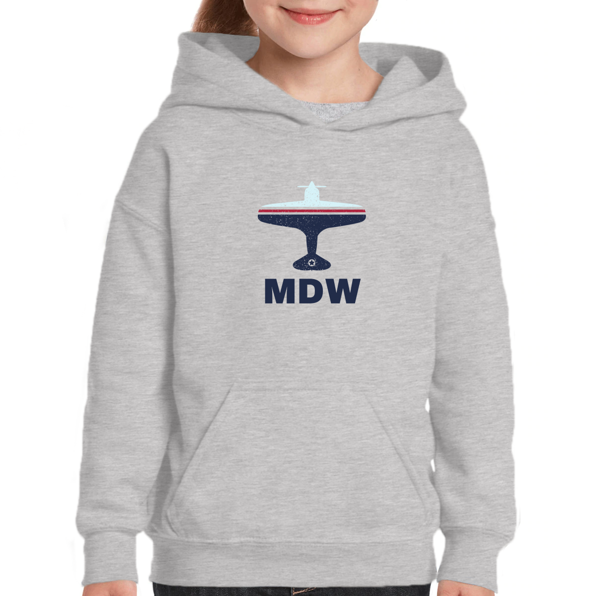 Fly Chicago MDW Airport Kids Hoodie | Gray