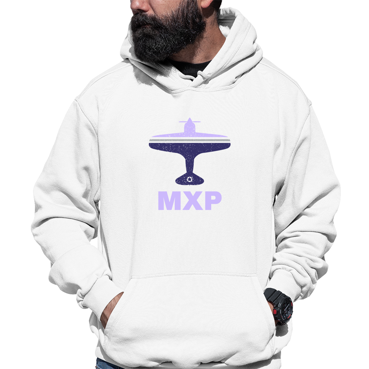 Fly Milan MXP Airport Unisex Hoodie | White