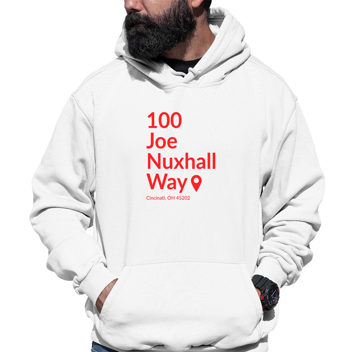 Cincinnati Baseball Stadium Unisex Hoodie | White