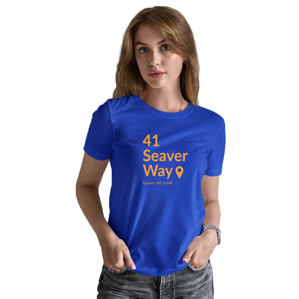 New York Baseball Stadium QNY Women's T-shirt | Blue