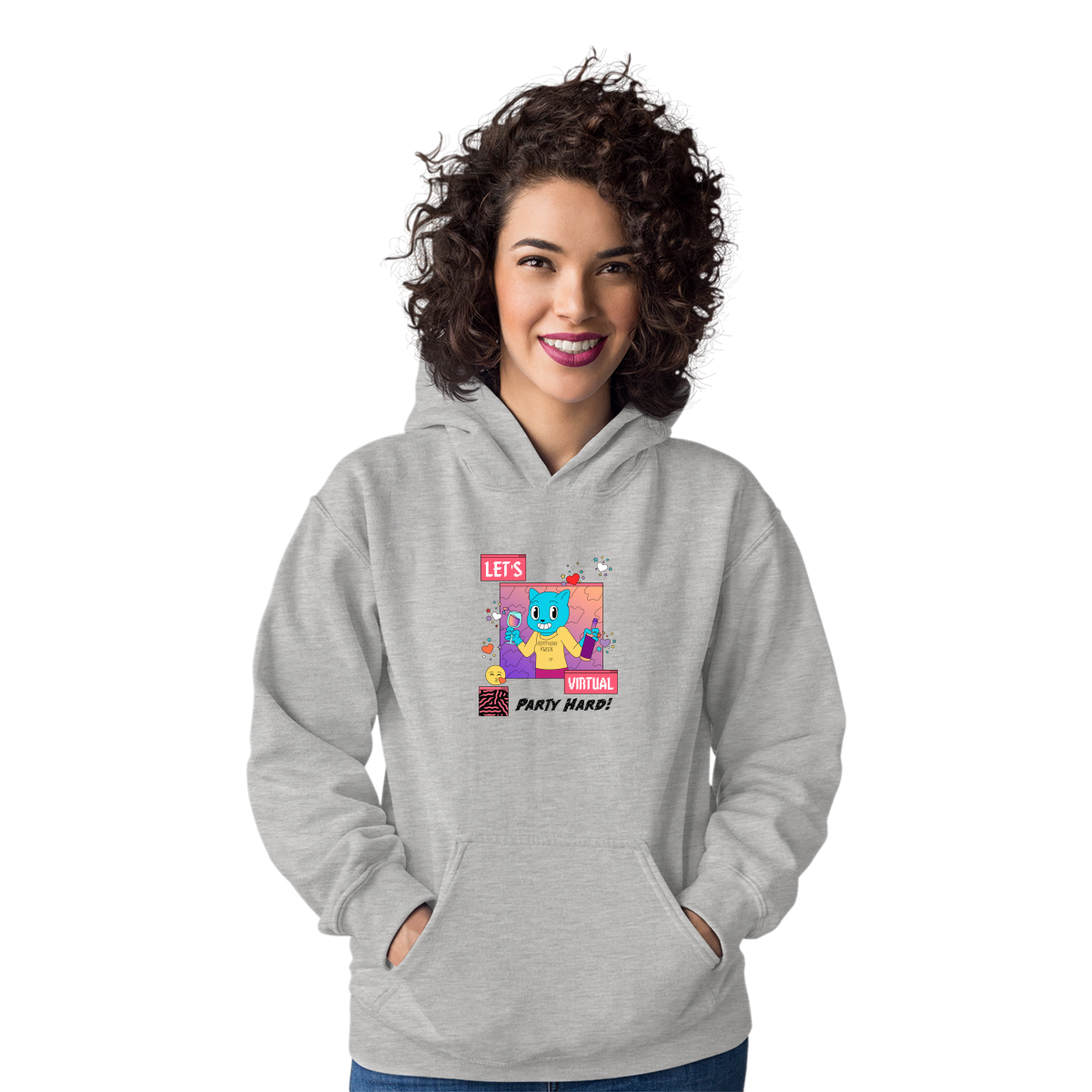 Let's Virtual Party Hard Unisex Hoodie | Gray