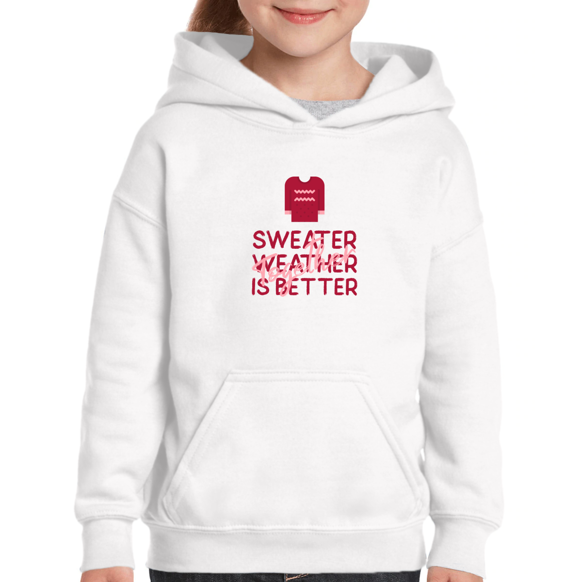 Sweather Weather is Better Together Kids Hoodie | White
