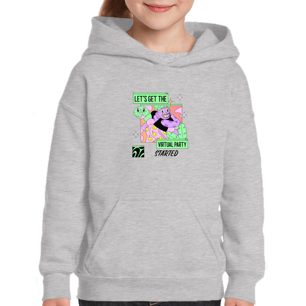 Let's get the virtual party started Kids Hoodie | Gray