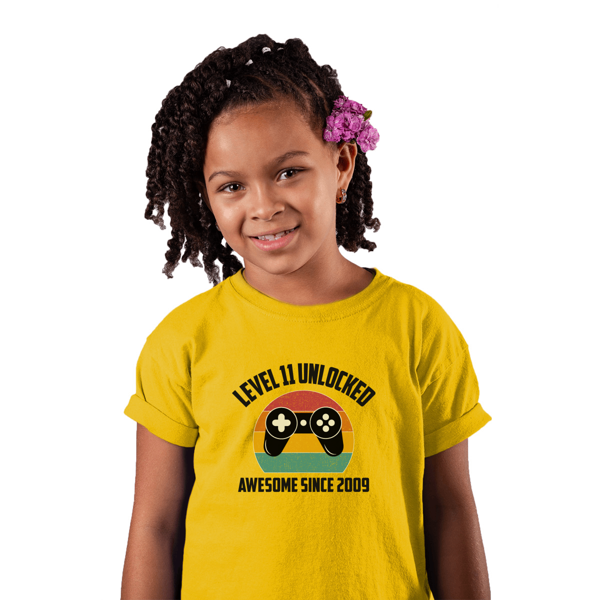 LEVEL 11 UNLOCKED Kids T-shirt | Yellow