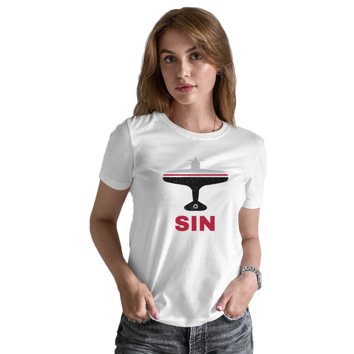 Fly Singapore SIN Airport Women's T-shirt | White