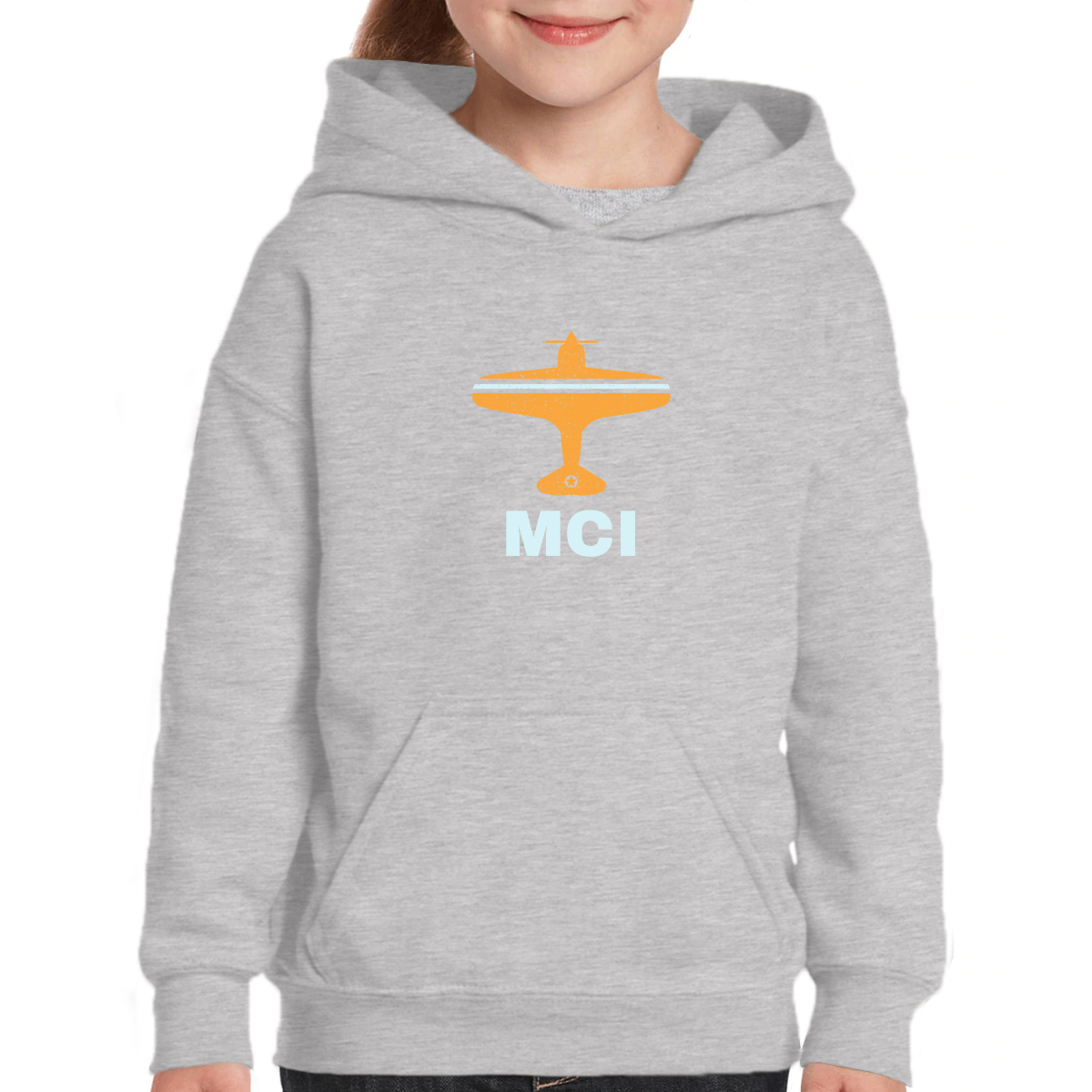 Fly Kansas City MCI Airport Kids Hoodie | Gray