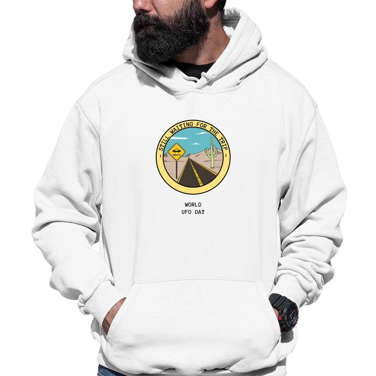 Still Waiting for The Trip Unisex Hoodie | White