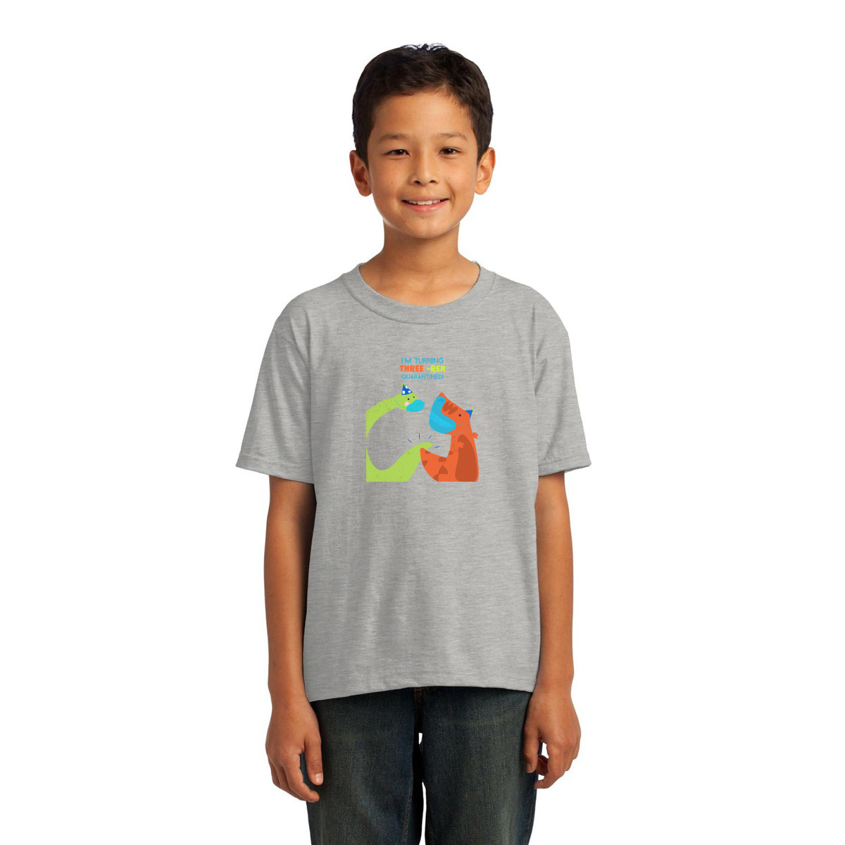 I'm turning three-rex quarantined Toddler T-shirt | Gray