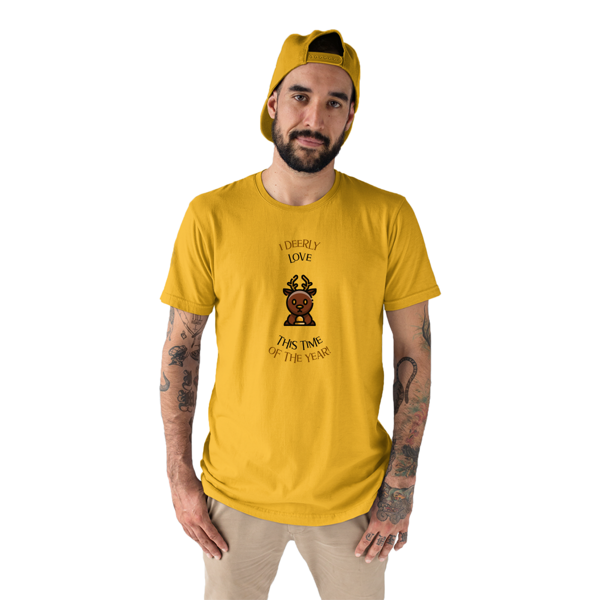 I Deerly Love This Time of the Year! Men's T-shirt | Yellow