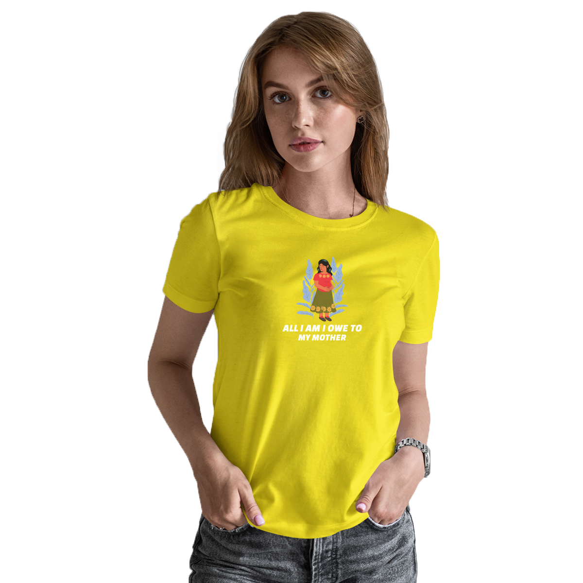 I Owe To My Mother Women's T-shirt | Yellow