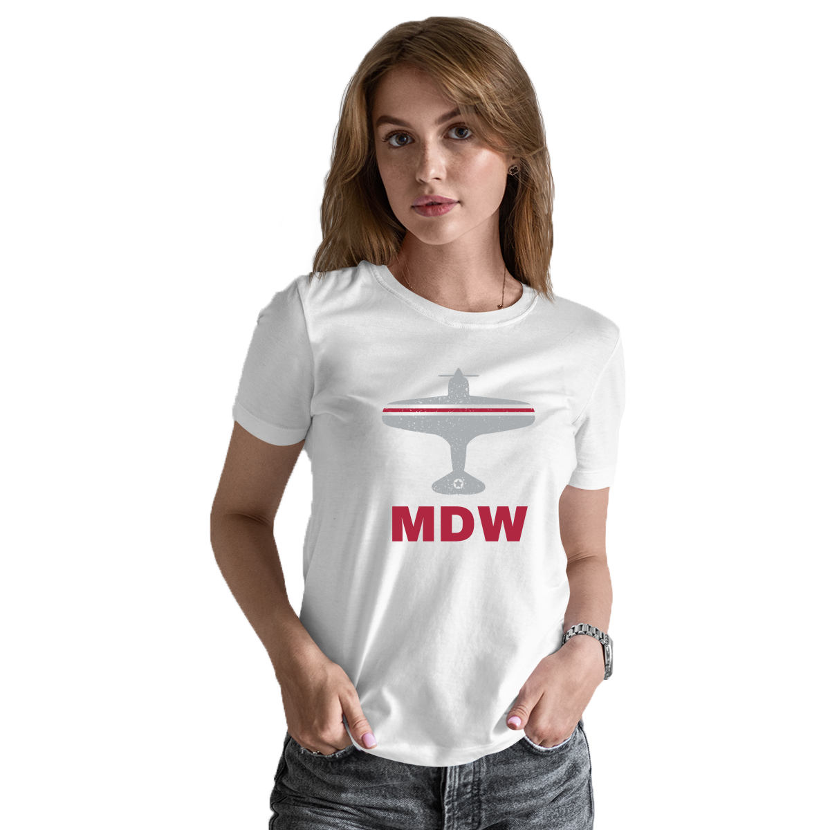 Fly Chicago MDW Airport Women's T-shirt | White
