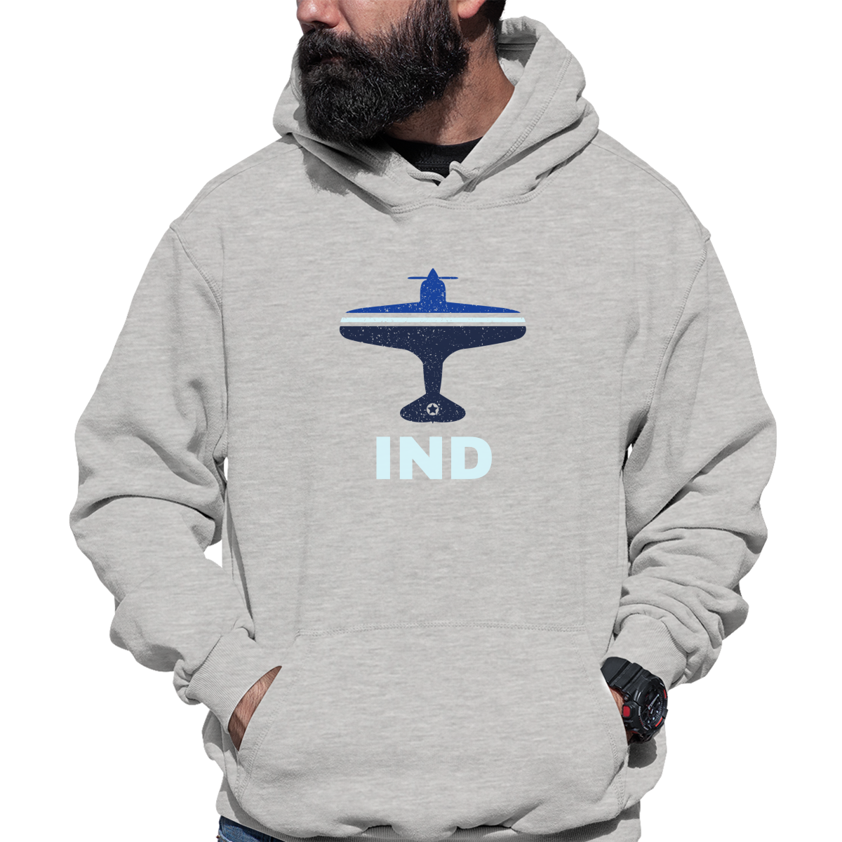 Fly Indianapolis IND Airport Unisex Hoodie | Gray