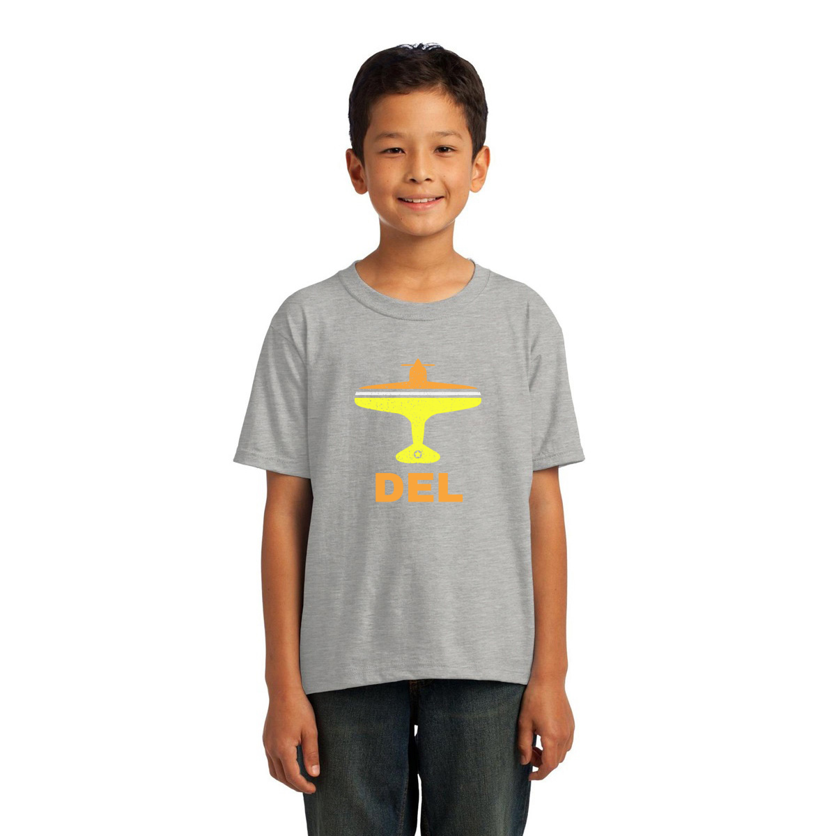 Fly Delhi DEL Airport  Kids T-shirt | Gray