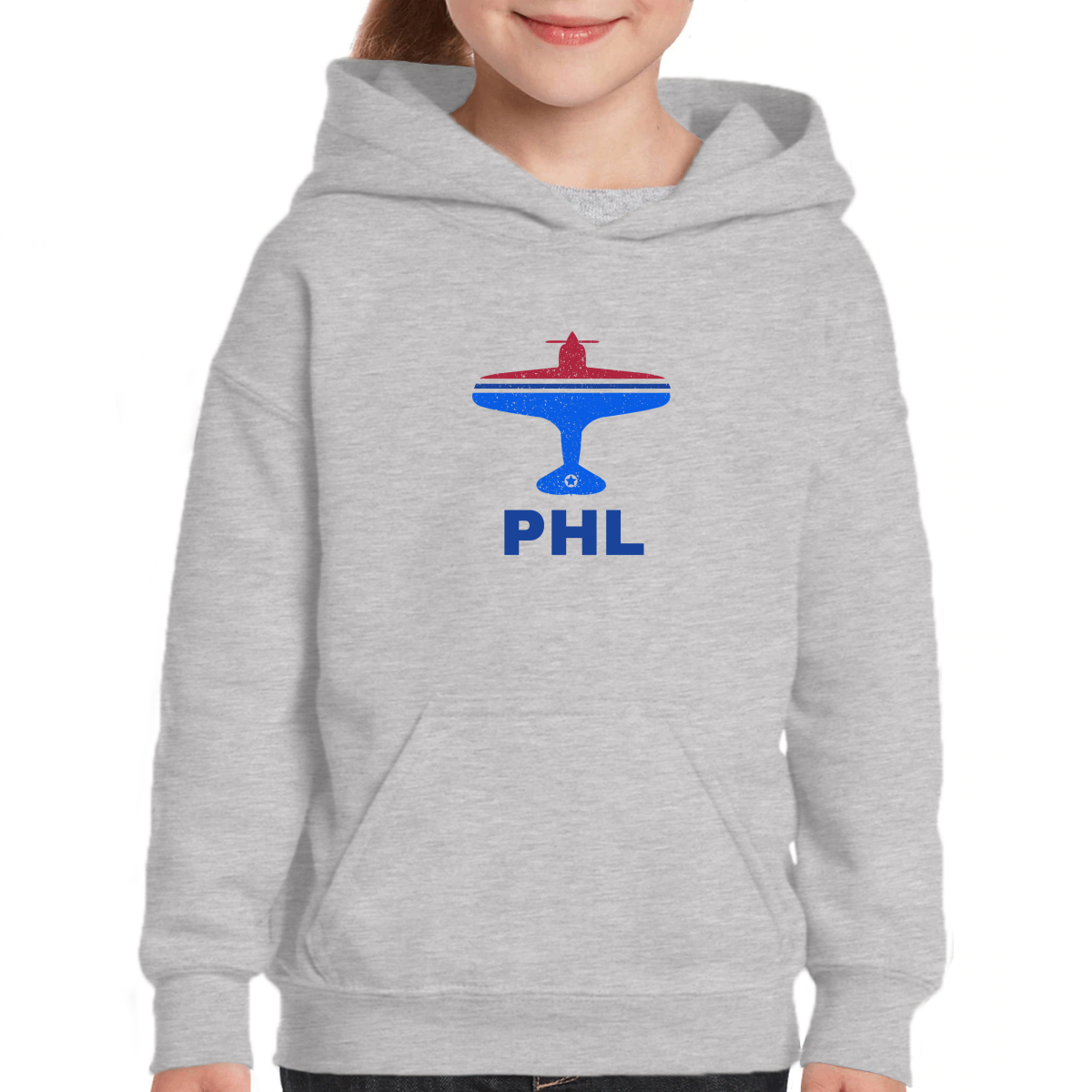 Fly Philadelphia PHL Airport Kids Hoodie | Gray