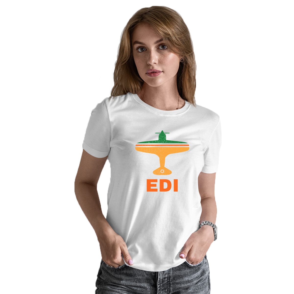 Fly Edinburgh EDI Airport Women's T-shirt | White