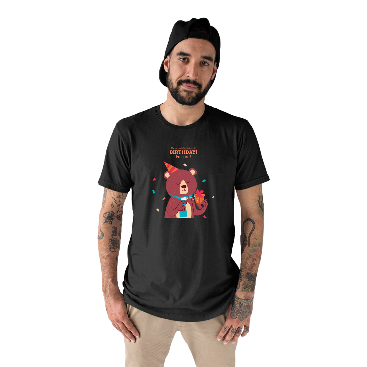 Happy (social distanced) birthday for me  Men's T-shirt | Black