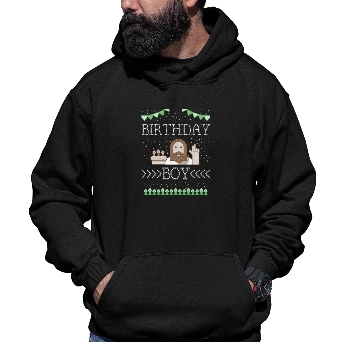 Christmas Birthday Boy Unisex Hoodie | Black