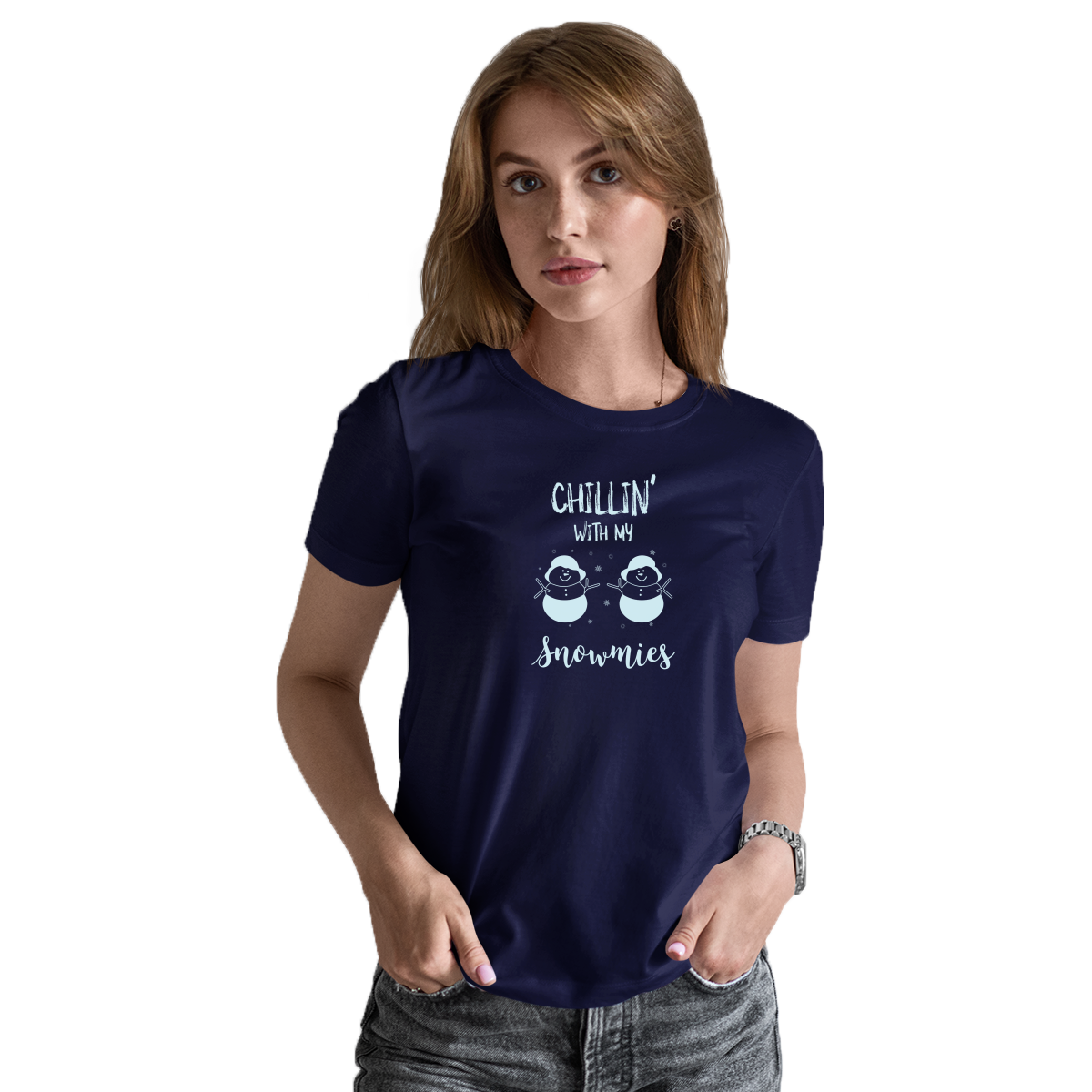 Chillin' With My Snowmies Women's T-shirt | Navy