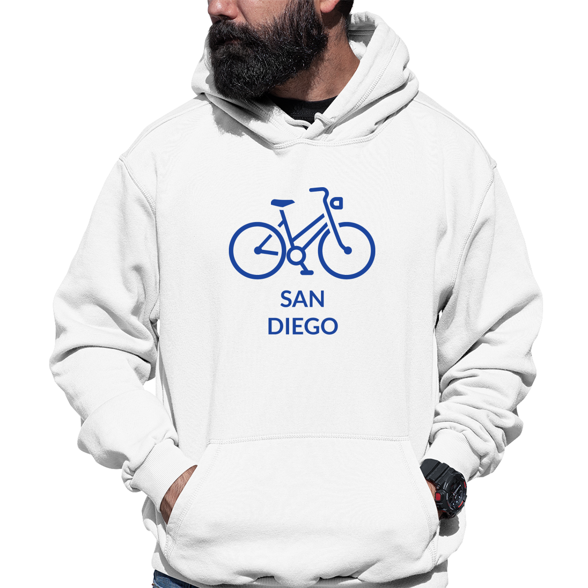 Bike San Diego Represent Unisex Hoodie | White