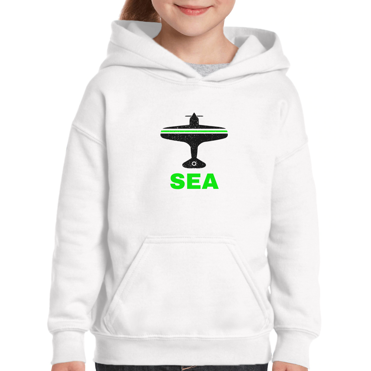 Fly Seattle SEA Airport Kids Hoodie | White