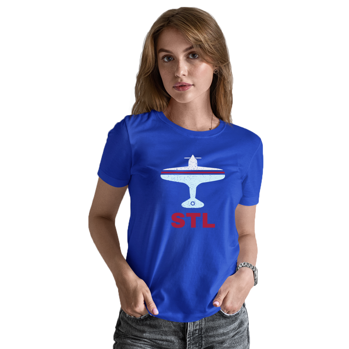 Fly St. Louis STL Airport Women's T-shirt | Blue