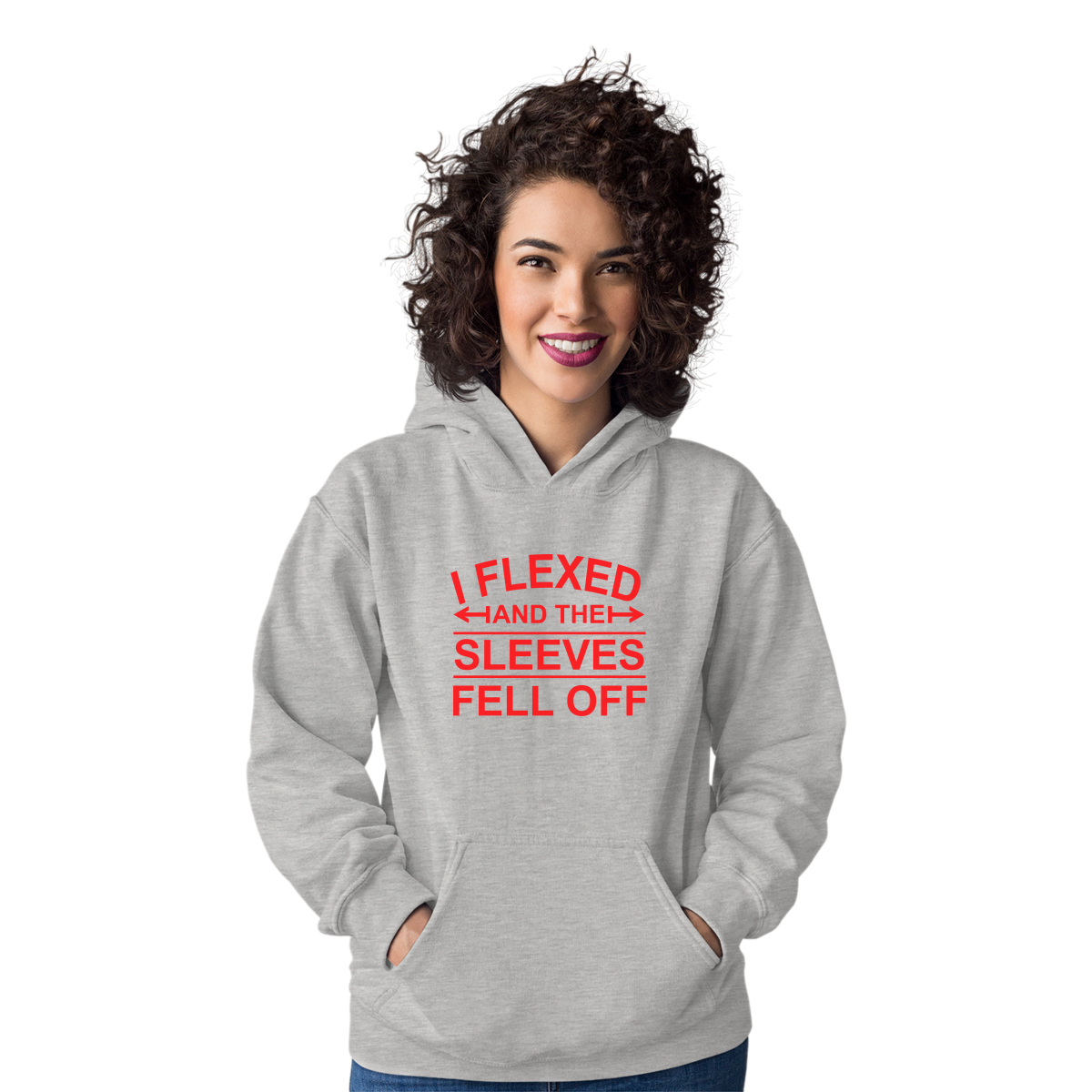 I Flexed and the sleeves fell off Unisex Hoodie | Gray