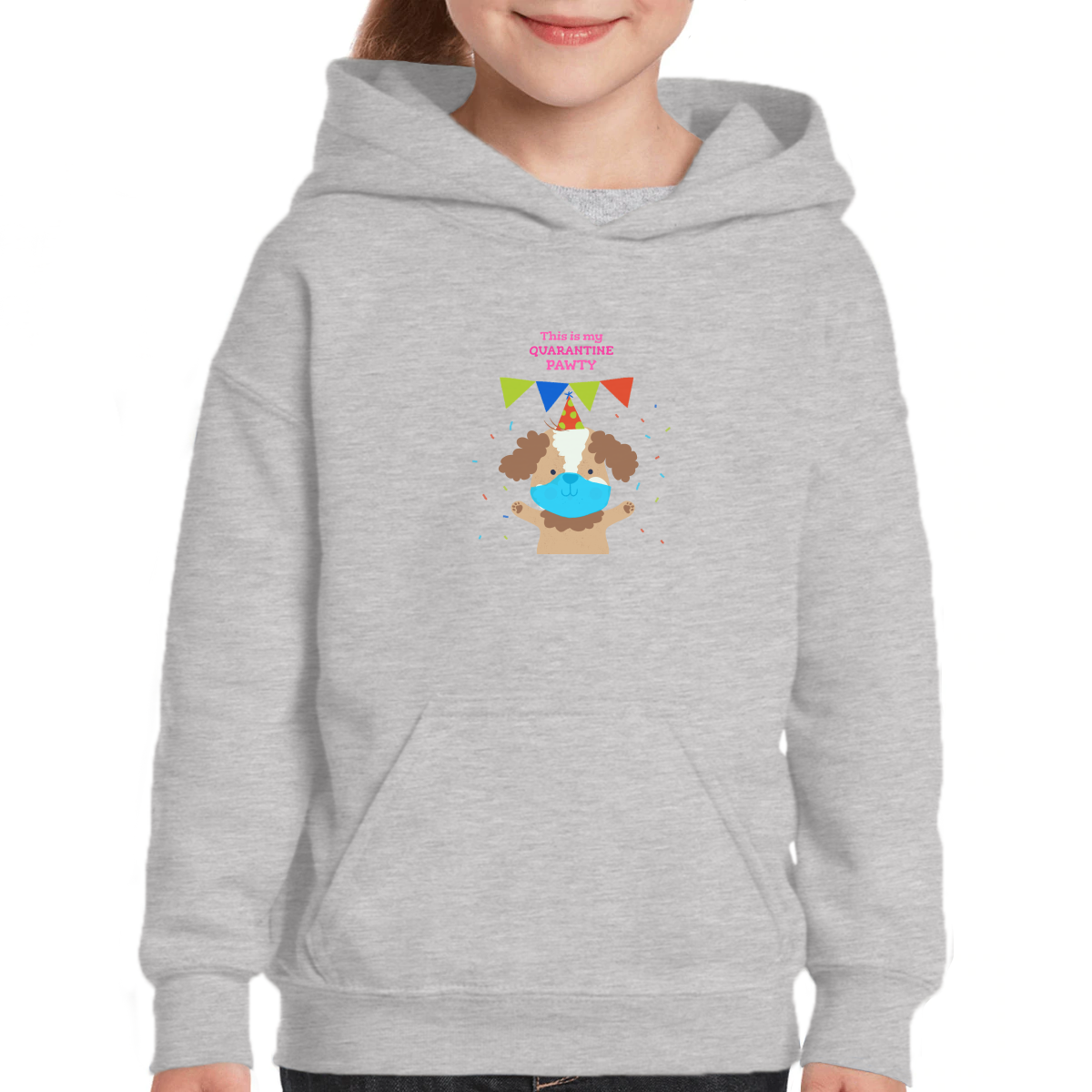 This is my quarantine pawty  Kids Hoodie | Gray