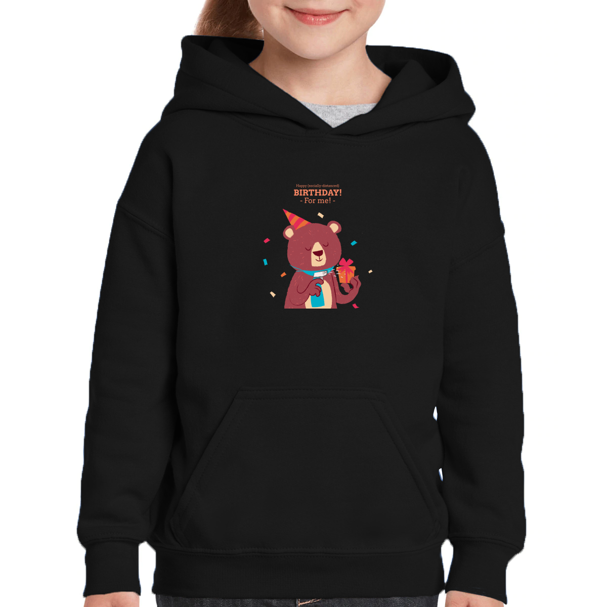 Happy (social distanced) birthday for me  Kids Hoodie | Black
