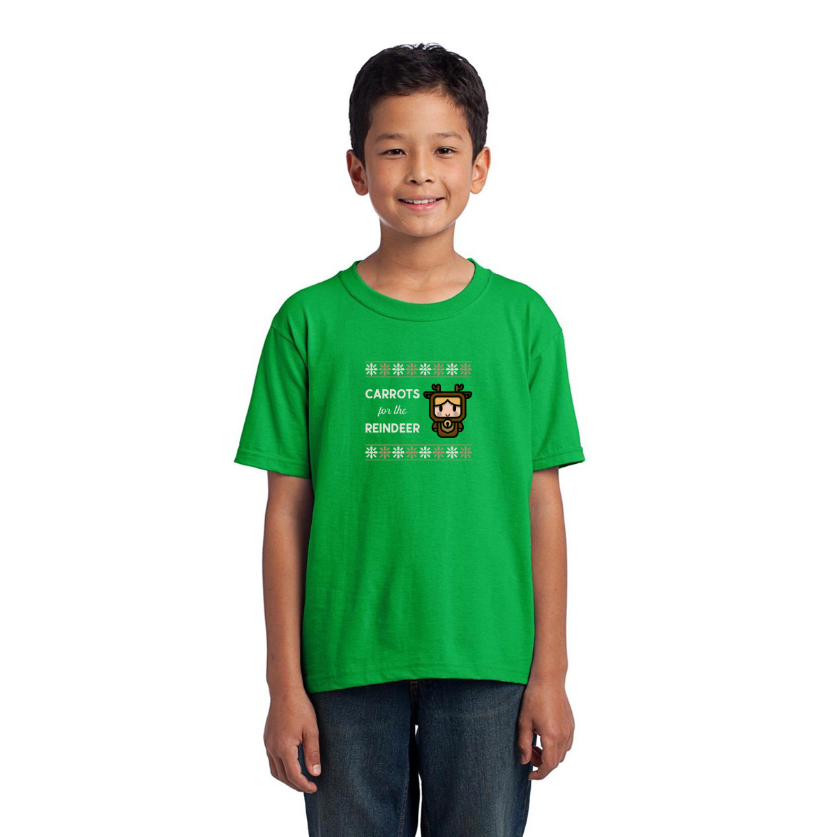Carrots for the Reindeer Kids T-shirt | Green