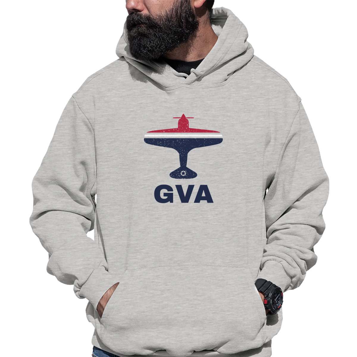 Fly Geneva GVA Airport Unisex Hoodie | Gray