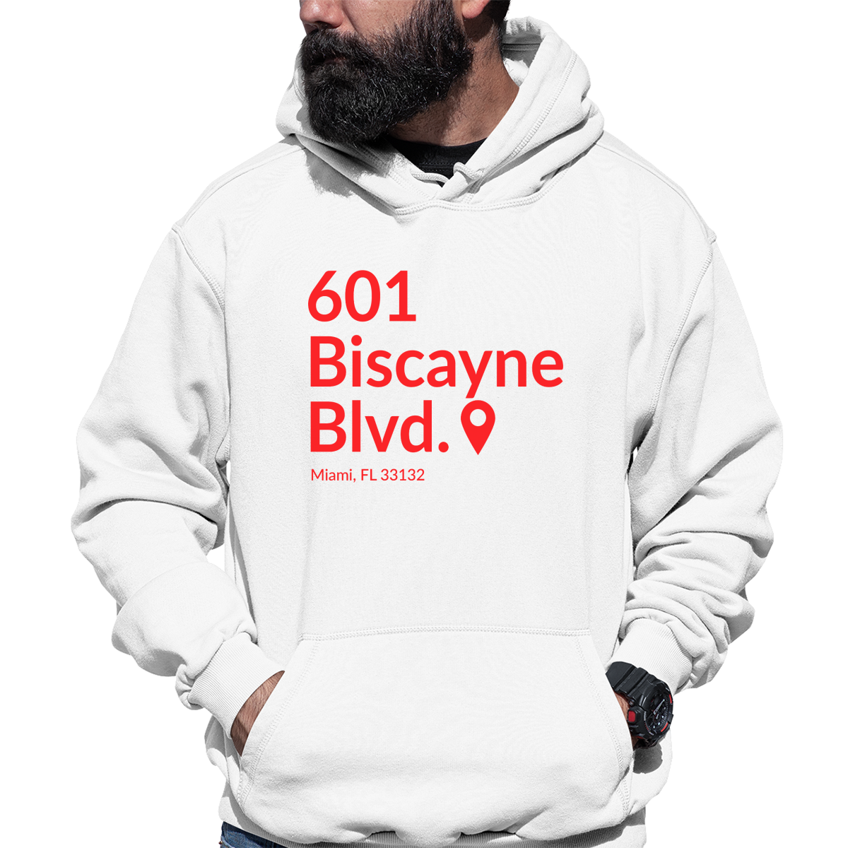 Miami Basketball Stadium  Unisex Hoodie | White