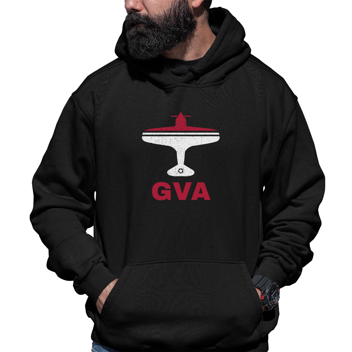 Fly Geneva GVA Airport Unisex Hoodie | Black