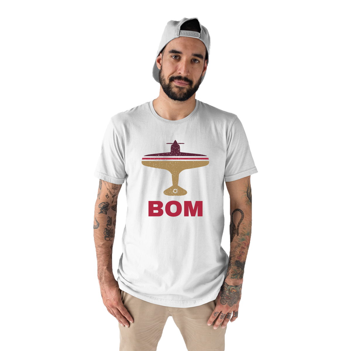 Fly Mumbai BOM Airport Men's T-shirt | White