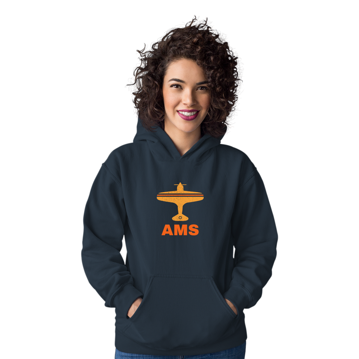 Fly Amsterdam AMS Airport Unisex Hoodie | Navy
