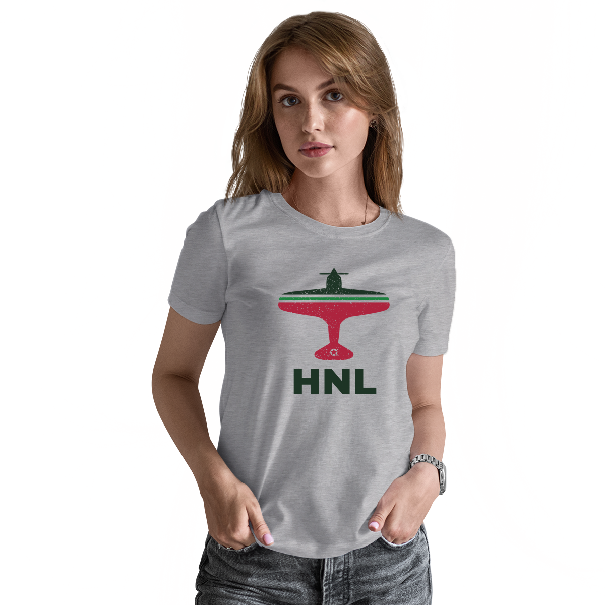 Fly Honolulu HNL Airport Women's T-shirt | Gray