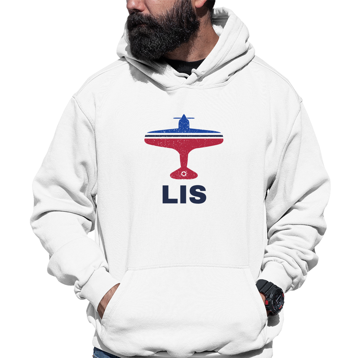 Fly Lisbon LIS Airport Unisex Hoodie | White